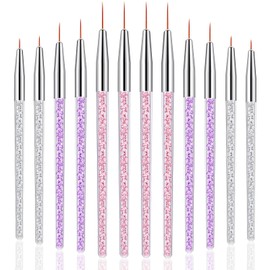 12 Pieces Makeup Brush Art Fine Point Eyeliner Brush Cosmetic Gel Graphic Eyeliner Applicator for Wet Powder Liquid Gel