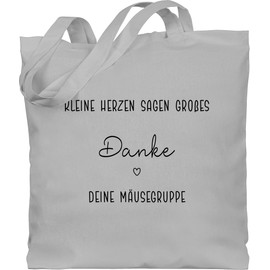 Baumwolltasche - Erzieherin - Kleine Herzen sagen großes Danke Geschenk Abschied Kindergarten Geschenk Kita Abschluss Geschenke Erzieher Abschiedsgeschenk I - Unisize - Hellgrau