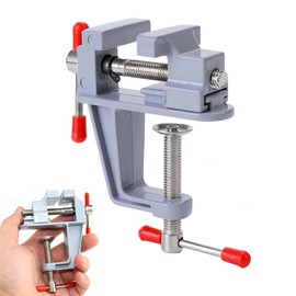 1 Pcs Bench Clamps, Universal Table Vice, Aluminium Alloy Vice, Small Vise, 360 Degree Rotation, Table Bench Vice, Mini Flat Clamp, Adjustable Workbench Clamps, for DIY Craft, Fixation (Silver)