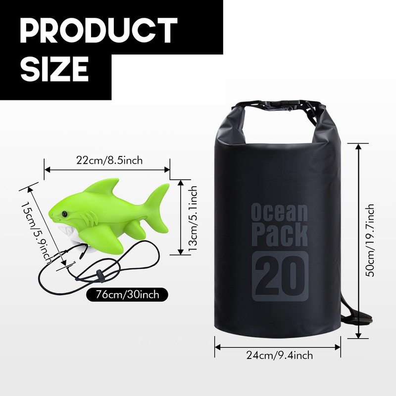 EDSRDPLT Shark-Shaped Anchor Buoy with 20L Waterproof Dry Bag Kayak