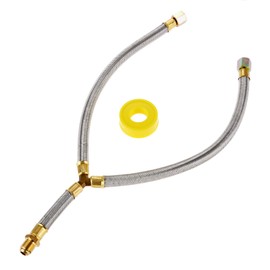 Aupoko Propane Y Splitter Connection Braided Pipe, 3/8" Flare Gas Propane Splitter 2 Way Braided Hose Assembly, Length 5/16", Fits for LPG & NG Propane Fire Pit Hose & Fireplace Gas pipe