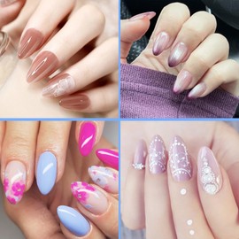 Gel x Nail Kit, Short Almond Fake Nails Gel Nail Kit, Acrylic Nails, Press on Nails, 600 Pcs Semi-Matte Nail Extension Pin, Nails Kit Acrylic Set, Perfect for Gifts And Home Diy Nail Salons -Viywicz