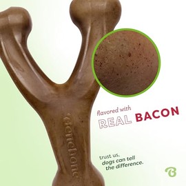 Benebone Wishbone Durable Dog Chew Toy for Aggressive Chewers, Real Bacon, Made in USA, Tiny