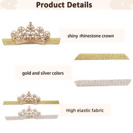 NUOSYI 2PCS Baby Girls Crown Headbands Rhinestone Tiara Elastic Hair Accessories For Infants Newborn Toddler Kids Photo Props Gifts