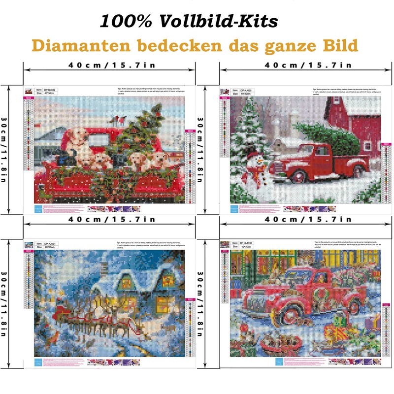 5D Diamond Painting Set 4 Pack Christmas Decoration, Diamond Painting