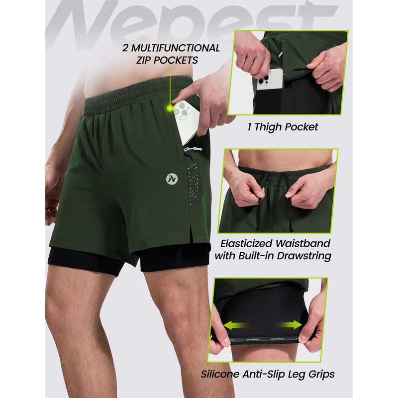Nepest Mens Bike Pants 4D Padded 2 in 1 Mountain