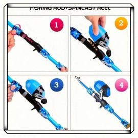 Multiple Lengths 4 Section Spinning Pole for Wholesales Soft Children Fishing Rod ComboLength: 1.5m(4.92ft), Color: blue and pink fishing pole kit