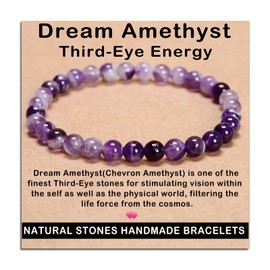 AD Beads Handmade Gemstone Stretch Elastic Bracelet Crystal Reiki Nature's Beauty and Spiritual Essence Unisex (6mm, Dream Amethyst (Third-Eye Energy))