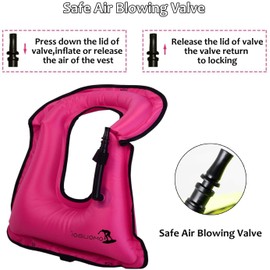 FORWEWAY Inflatable Snorkel Vest Kayak Swimming Vest for Adults Snorkel Vests Inflatable Buoyancy Vest for Snorkeling Water Sports Beginner Adults-Only (Red)