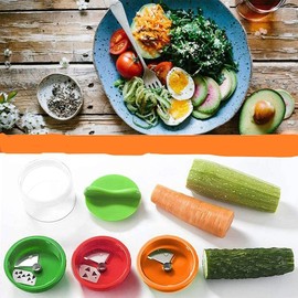 Cortador de Verduras, Cortador Espiral Manual Mandolina de Verduras con 3 Cuchillas de Acero Inoxidable, para Rallador Espiralizador de Verduras Pepino Papa Calabaza Calabacín Zanahoria etc