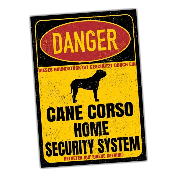 Cane Corso Italiano Dog Sign Danger Security System Door Sign