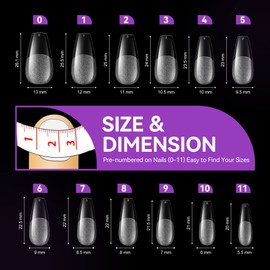 Gelike ec Medium Coffin Nail Tips: Full Coverage Medium Soft Gel Nail Tips, Pre-Polished Artificial Nail Tips Made of PMMA Resin for Nail Design, Art, DIY, Salon, 240 Pieces, 12 Sizes