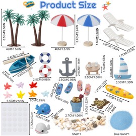 Jostift 32 Pieces Beach Micro Landscape, Mini Lounger Chair, Beach Chair, Parasol, Small Palm Tree Decoration, Summer Garden Decoration, Miniature Ornament Set for DIY Garden Decoration