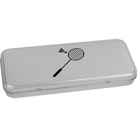 Azeeda 'Badminton Racket' Metal Hinged Stationery Tin/Storage Box (TT00232756)