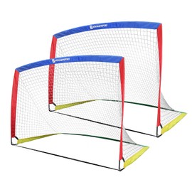 HOORAYSPORT Soccer Goal, 6x4 ft Pop Up Soccer Goal Set of 2, Portable Soccer Goals for Backyard for Indoor or Outdoor Practice, Multiple Sizes Soccer Nets Training Equipment