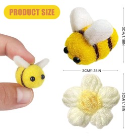 40 Pieces Pompom Accessories, Bee Decorations, Crochet Flowers, Felt Flowers, Felt Decorations, Bee Party Decorations, Felt Bees