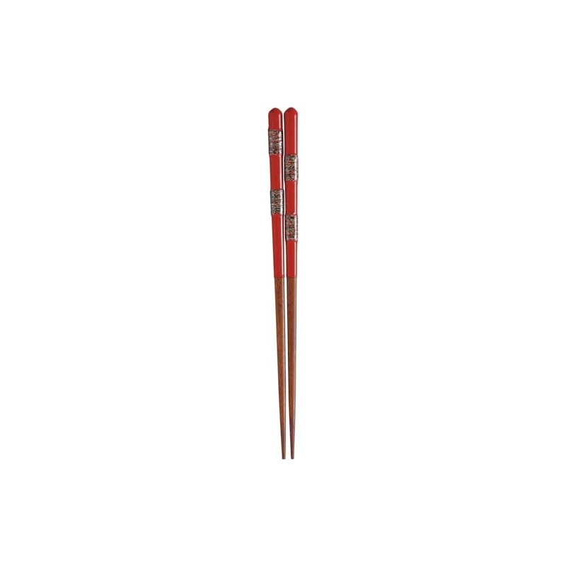 Kawai 118444 Chopsticks Wakasa Lacquer, Flower Thread, Vermilion, 8.3 inches