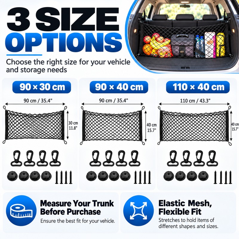 Car Trunk Cargo Net Organizer for Groceries & Luggage –