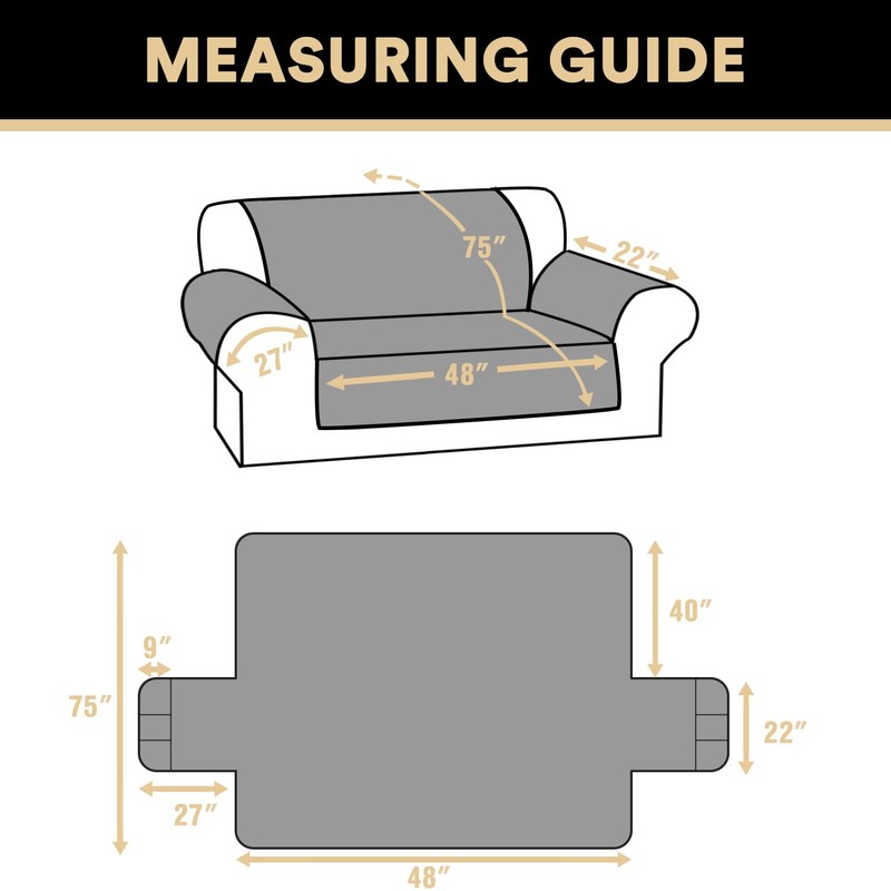 PrinceDeco 100% Waterproof Loveseat Covers for 2 Cushion Couch Sofa