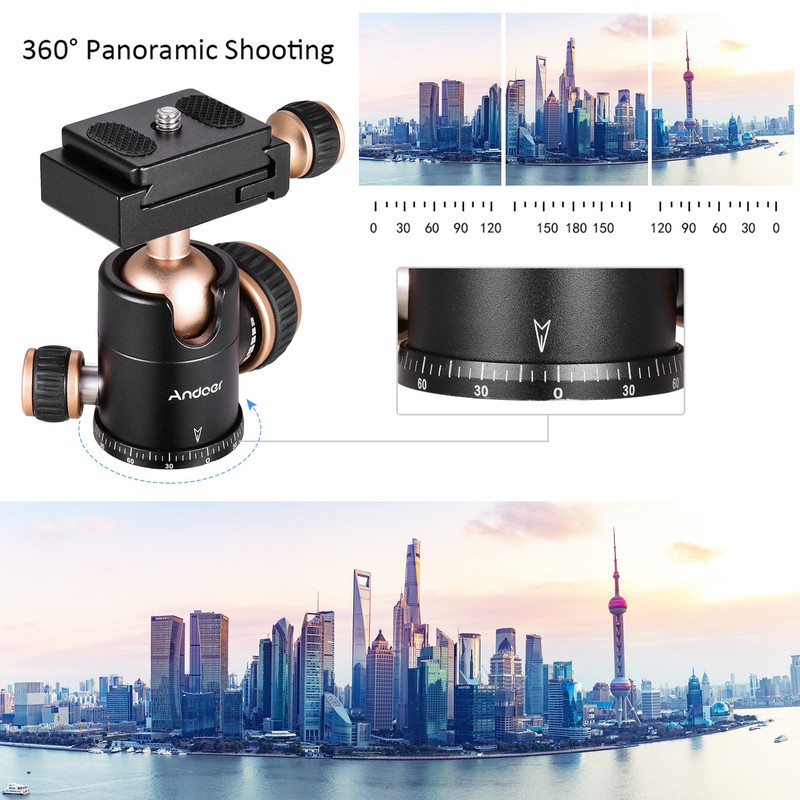 Andoer Q30 CNC Panorama Tripod Ball Head Aluminum Alloy Material