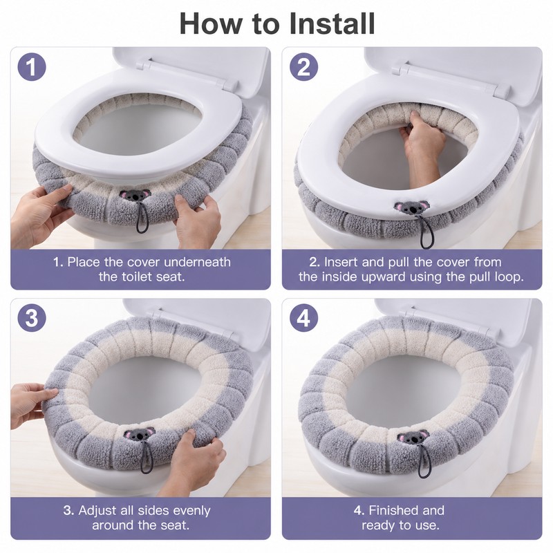 Warm Toilet Seat Cover for Bathroom Comfort – Soft Washable