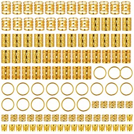 Ouligay Pack of 120 Gold Hair Jewellery Hair Rings Gold Dreadlocks Jewellery Adjustable Festival Golden Hair Accessories Rings for Braids Hair Jewellery Rings Hair Jewellery Accessories