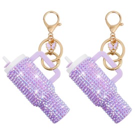 Sparkling Rhinestones Mini Tumbler Keychain Lip Balm Holder Key Ring, Stylish & Functional Accessories