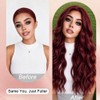 Red Wig for Women,26 Inch Wavy Curly Burgundy Middle Part