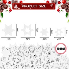 Pack of 200 Wooden Stars Confetti Table Decoration Mini Star Embellishments Wooden Decoration White Six-pointed Star Christmas Decoration Table Decoration Confetti