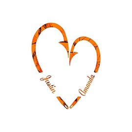 Fish Hook Heart for Couples/Orange Camo
