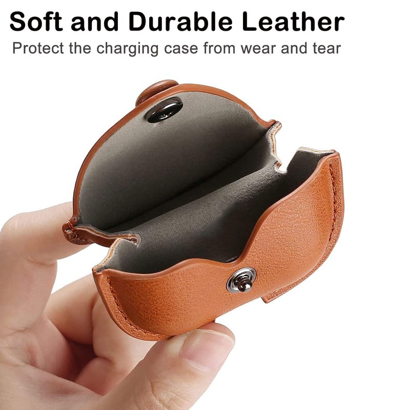 Gipoowaa Leather Case, Compatible with AirPods, Case with Clip, Front