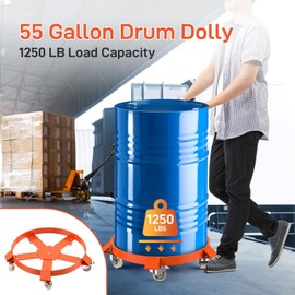 55 Gallon Drum Dolly, 1000LBS Load Capacity Barrel Dolly Cart with Steel Frame and 4 Swivel Casters Wheel, Non Tipping Dollies for Warehouse Drum Handling (2 Pack)