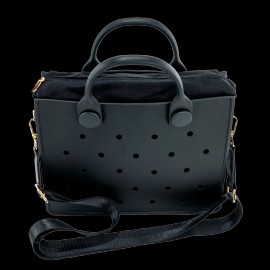 Custom EVA Tote Bag with Punch Holes for Shoe Charm Stylish Waterproof Handbag Beach Shopping Travel Clog Charm Tote Bag Handbagsize: 10.8*8.6*2.95 inches, Color: HYB-T07