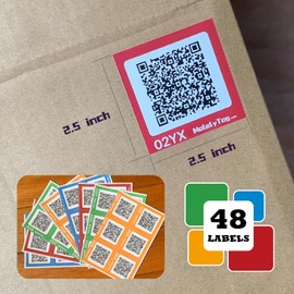 QR Code Labels for Storage, Organization, Moving - 48 Unique Scannable QR Code Stickers - Compatible with iOS, Android, and Web - Color Coded - Pack of 48