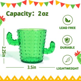 Cactus Shot Glasses Set of 6, Funny Cactus Plastic Shot Glasses 2oz, Cactus Cups/Cute Shot Glasses/Tequila Glasses for Final Fiesta Bachelorette Party, Cinco De Mayo Party