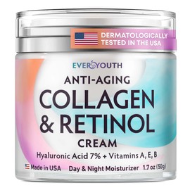 Collagen Cream for Face, Neck & Décolleté, Anti Aging Facial Moisturizer for Women with Hyaluronic Acid, Vitamin E, Made in USA, Anti Wrinkle Face Cream, Neck Creams for Tightening and Firming, 1.7oz