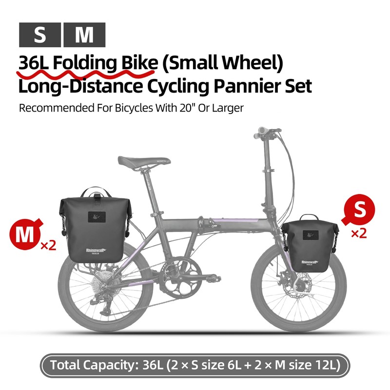 Rhinowalk Waterproof Bicycle Pannier Rack Bag TPU Coating Quick Release