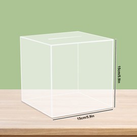 mumisuto Clear Piggy Bank for Adults kaids, Acrylic Piggy Bank Break to Open Square Money Box Clear Money Box for Adults Acrylic Money Saving Box (M)