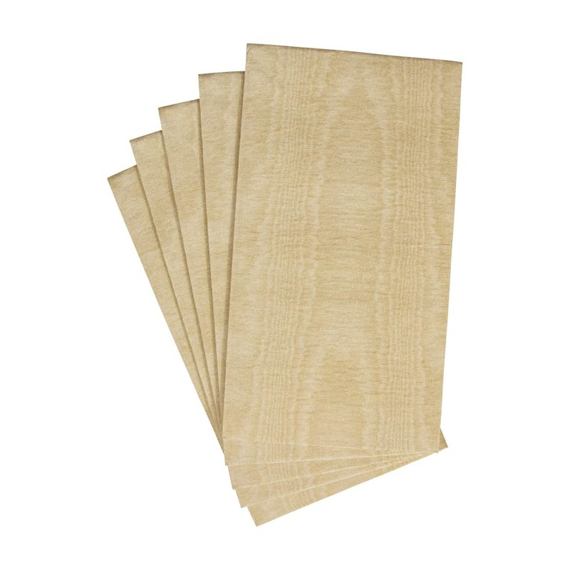 Caspari Moiré Paper Linen Guest Towel Napkins in Gold, Four