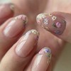 3D Press on Nails Short Almond SWEKKE Embossed Fake Nails