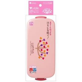 Asvel SS-T620 Lantus Lunch Box, 2 Tiers, Heart Full Tree, Bag Included, Pink