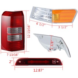 AMOPA Tail Light Set Compatible for 2008-2017 Jeep Patriot Pair Rear Brake Tail Light and 1pc Red Lens High Mount Stop LED 3rd Brake Light with 2pcs Turn Signal Light Cover Lens