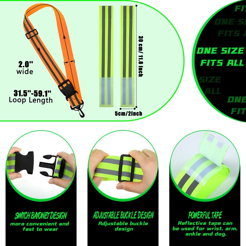 Saintrygo 6 Pcs Reflective Sash for Walking at Night Reflective