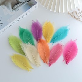 DUONGJAIS BRAND 100 Pcs Mixed Colors 4-5 Inches Skeleton Leaves Rubber Tree Natural Scrapbook Craft, Card Wedding, DIY Crafts, Artificial Leaves. (Mixed Colors)