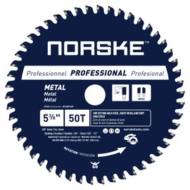 Norske Tools NCSBP208 5-3/8 inch 50T Metal Cutting Saw Blade For Steel Roofing, Metal Siding, Steel Pipe, Steel Studs & More 2 Bushings ( 5/8 inch To 10mm & 5/8 inch To 1/2 inch)