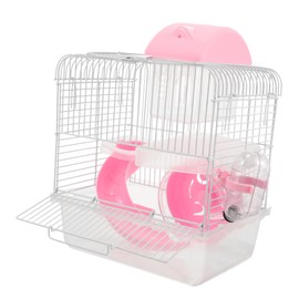 Kisangel Double Layer Hamster Cage with Large Space for Dwarf Hamsters Safe and Entertaining Hideout for Pets for Chinchillas Pink Color
