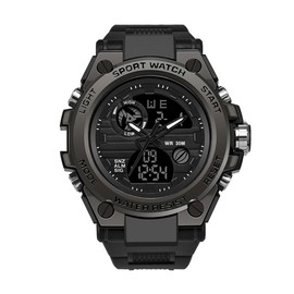 LED Electronic Sports Watch Waterproof Lightweight Dual Display Luminous Smartwatch for Boys Black