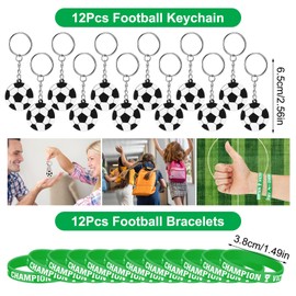 FINEASY 84 PCS Football Party Bags, Football Party Bags Include Football Keychain, Bracelets, Whistle, Tattoo Stickers, Slap Bracelets, Gift Bags, Medals, Football Party Supplies for Boys Girls