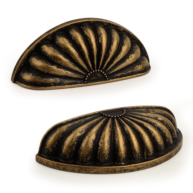 Probrico 10 Pack Antique Brass Cabinet Cup Pulls 3 Inch(76mm)