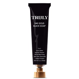 Truly Beauty 24K Gold Black Soap for Face and Body with Chamomile and Turmeric - African Black Soap for Acne, Hyperpigmentation & Signs of Aging - 5oz